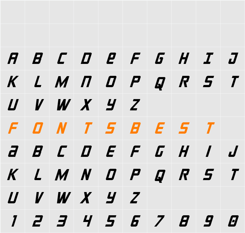 Crixus Bold Italic Character Map