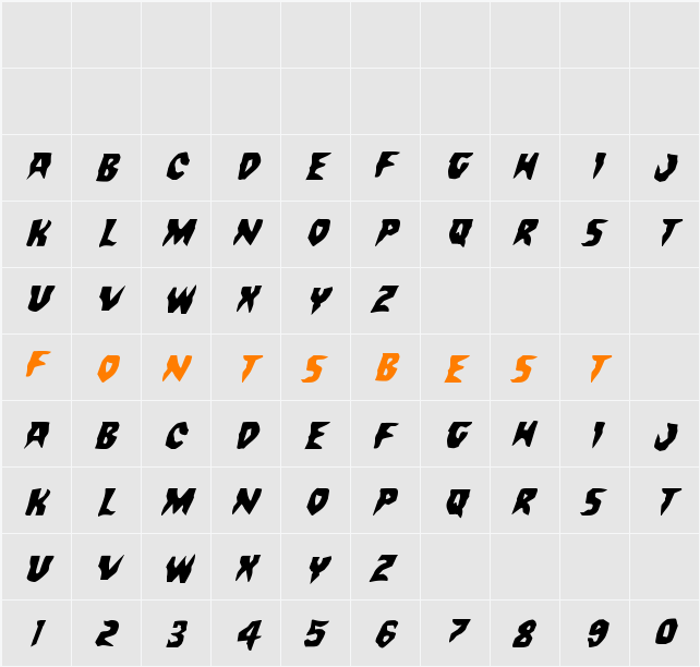 Count Suckula Staggered Italic Character Map