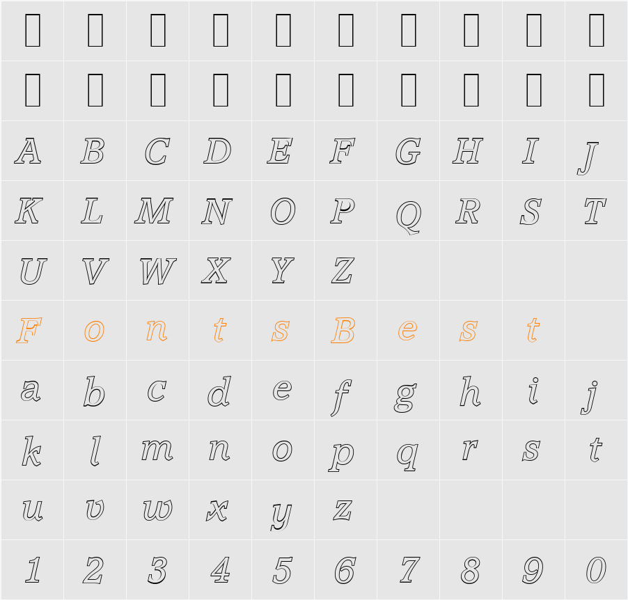 AccoladeOutline Character Map