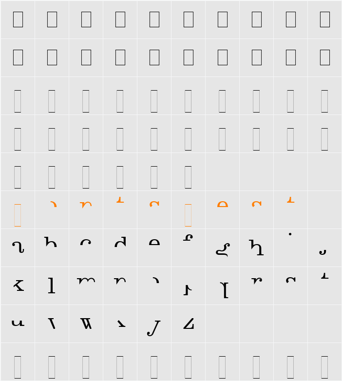 Canyou (Plain) Character Map