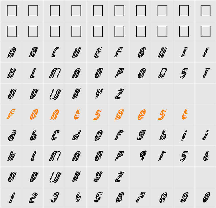 FZ WACKY 41 ITALIC Character Map