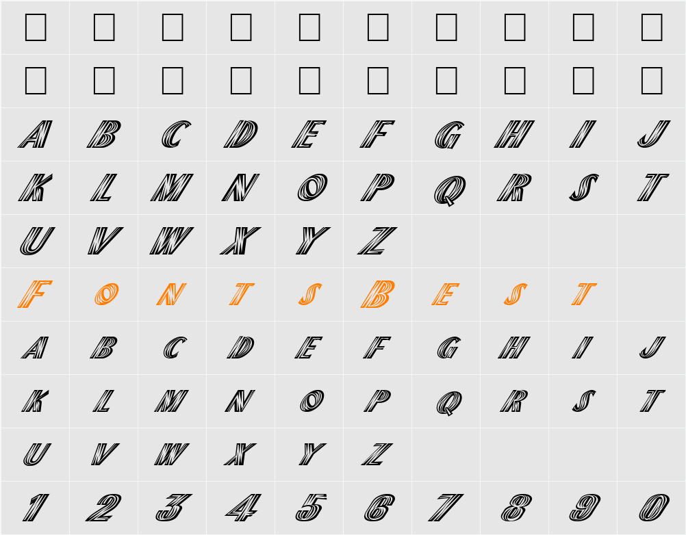 FZ UNIQUE 2 ITALIC Character Map