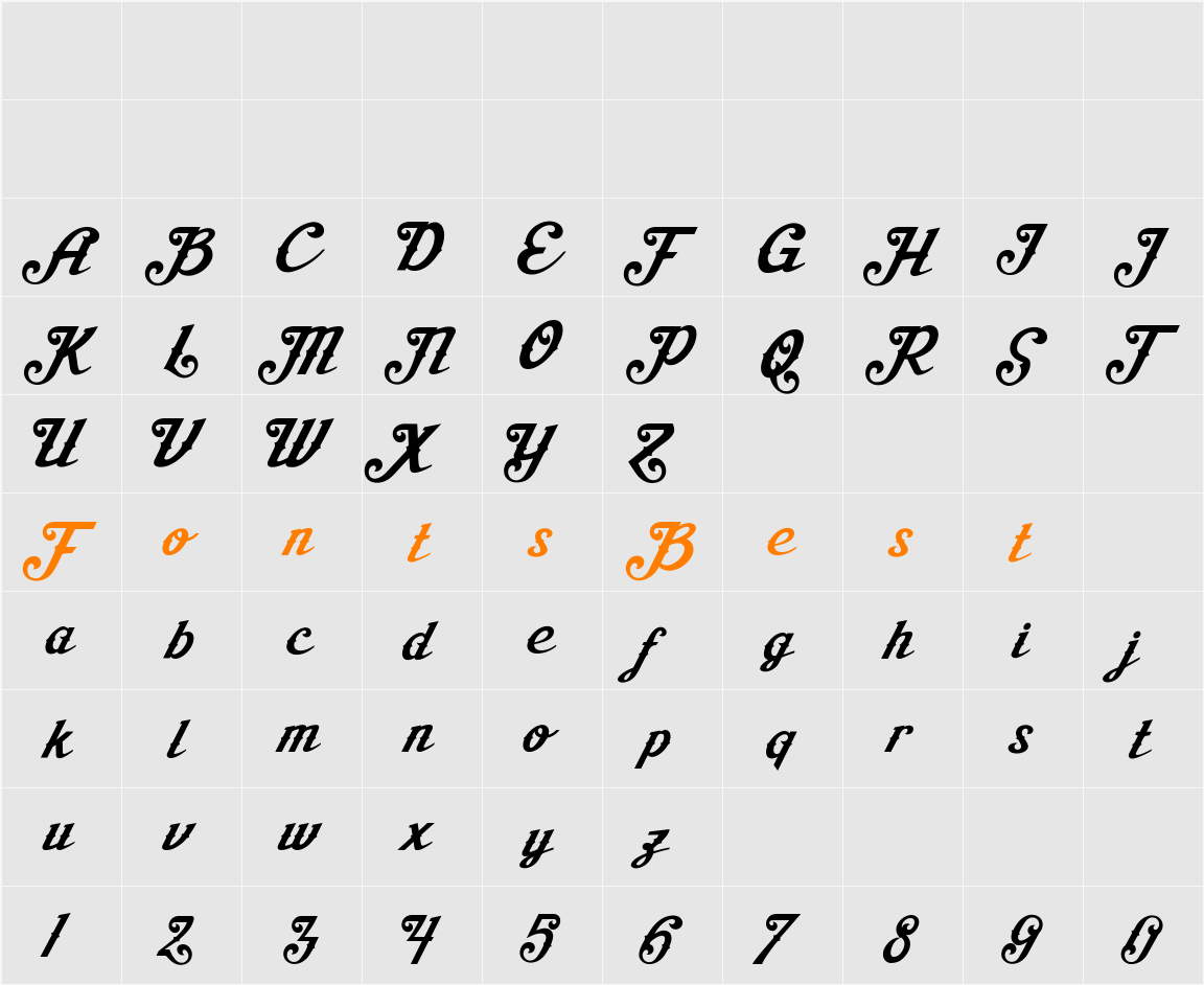 Aisha Script Character Map