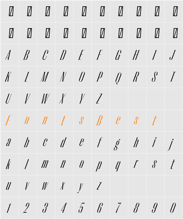 PP Right Sans Tight Light Character Map