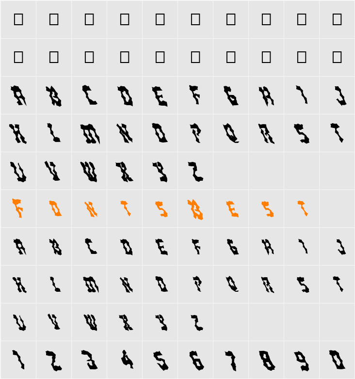 FZ WACKY 21 LEFTY Character Map