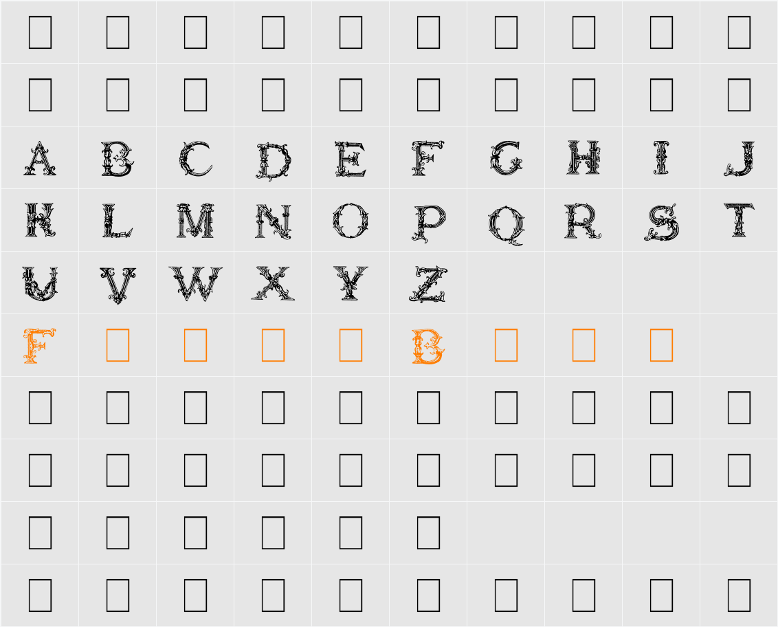 Burgoyne_Initials Character Map