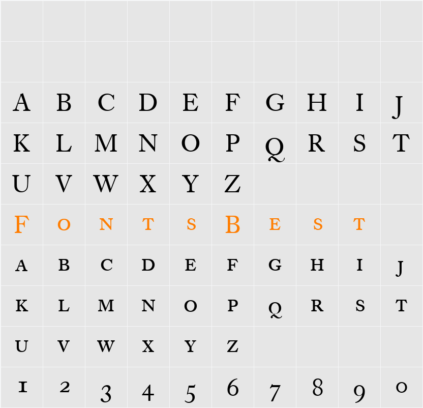 Caslon Book BE Character Map