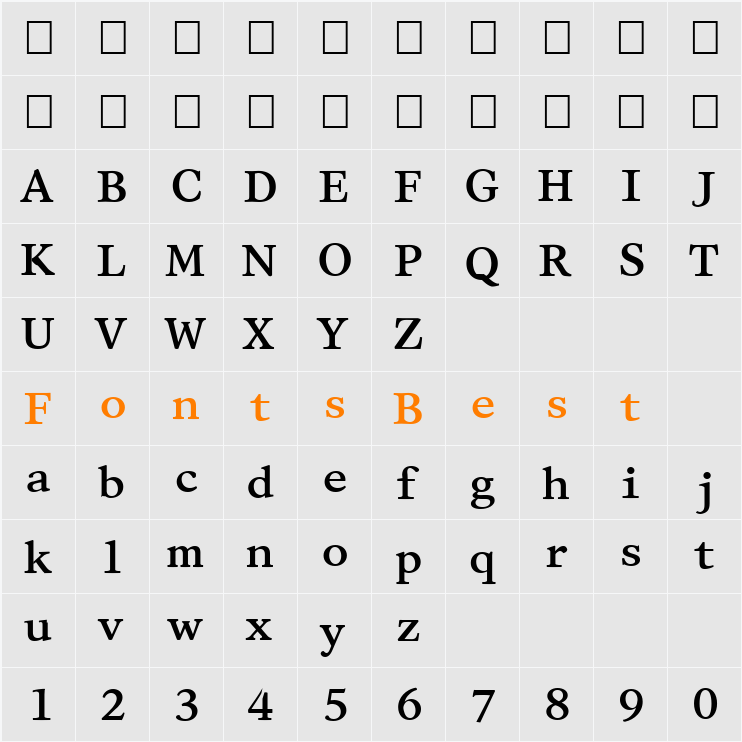 FZ ROMAN 28 Character Map