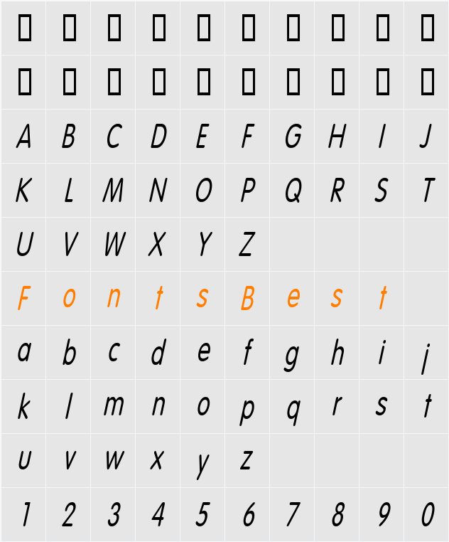 CorporateRoundedCondensed Character Map