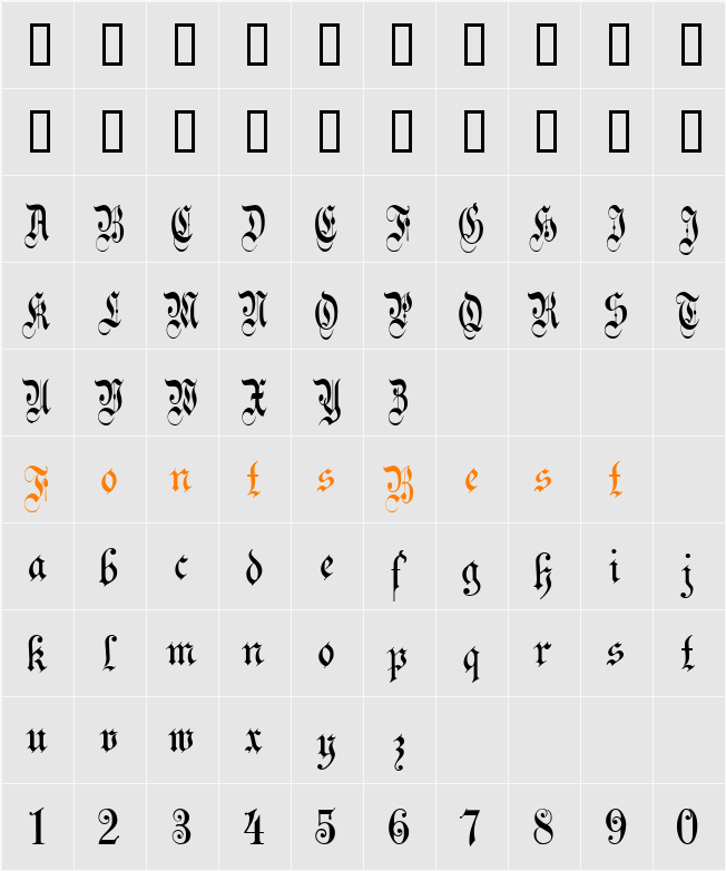 Celebration Text Plain Character Map