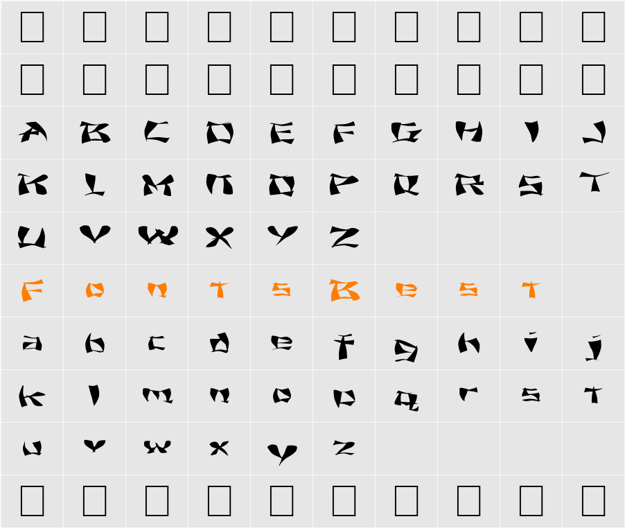 FZ WARPED 11 EX Character Map