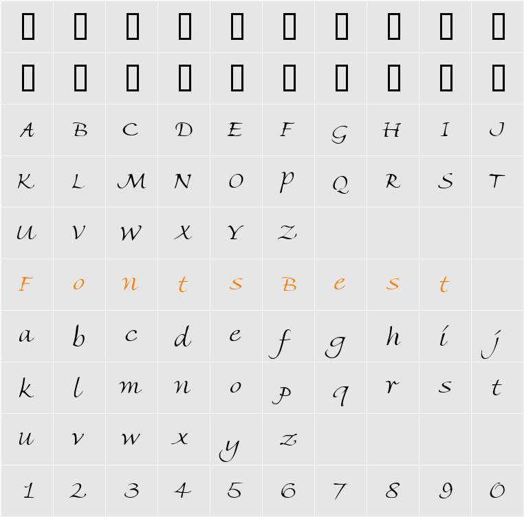 Ambiente Script Ssk Character Map