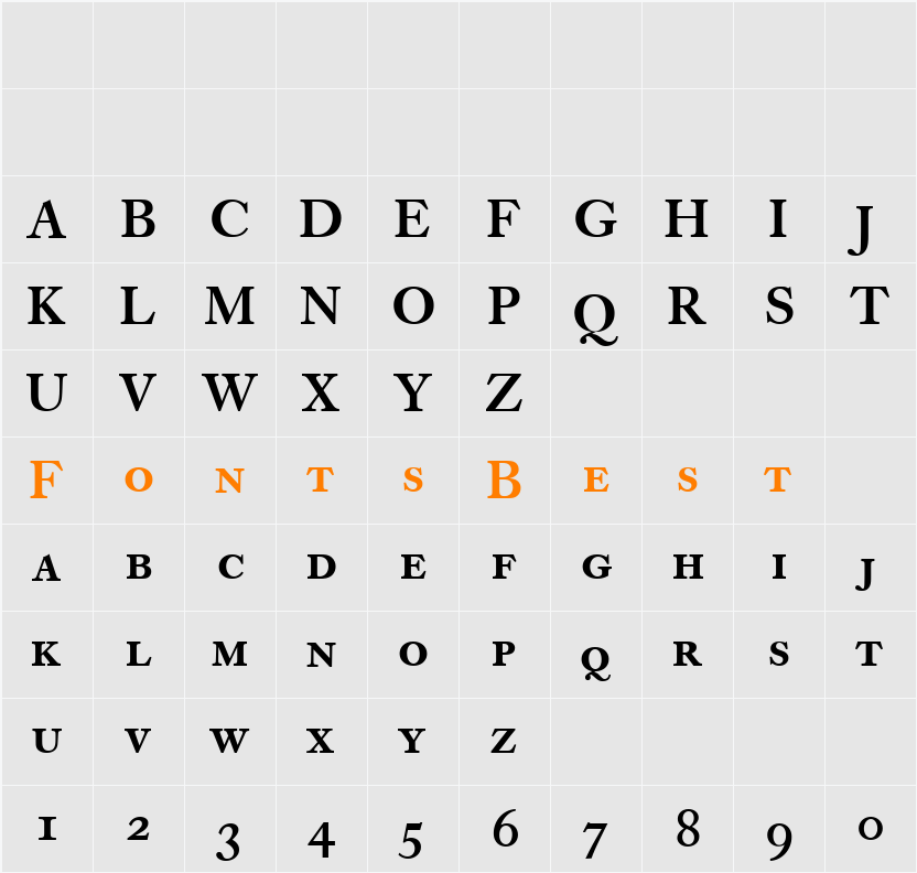 Caslon Book BE Character Map