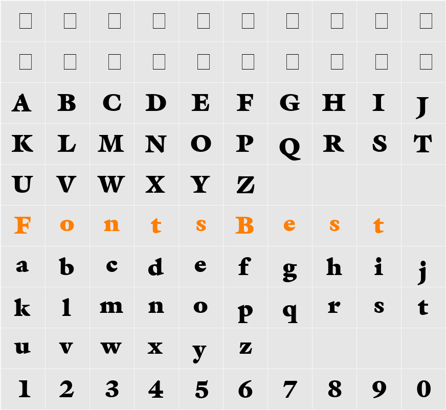 Acanthus Black SSi Character Map