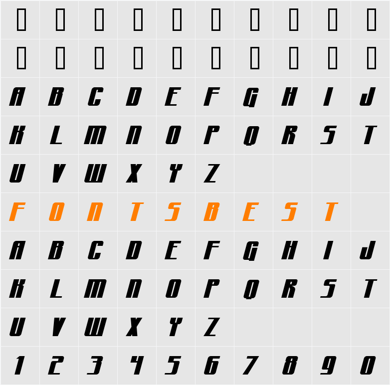 CraterFace BB Character Map