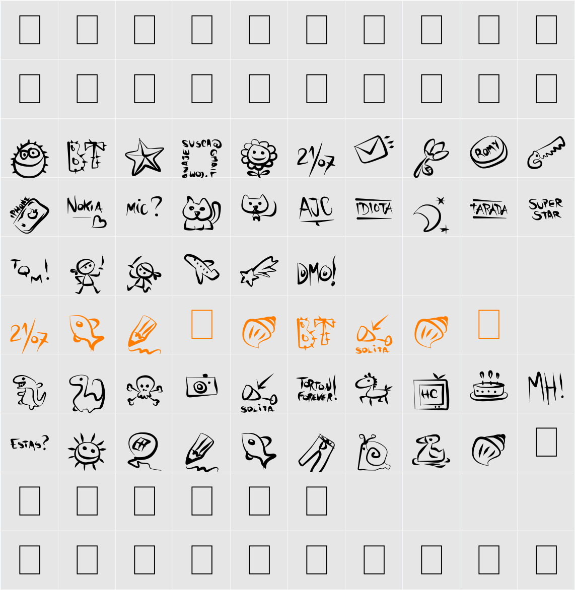 AJC BT FONT Character Map