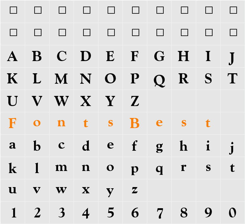 CordialBlk Character Map