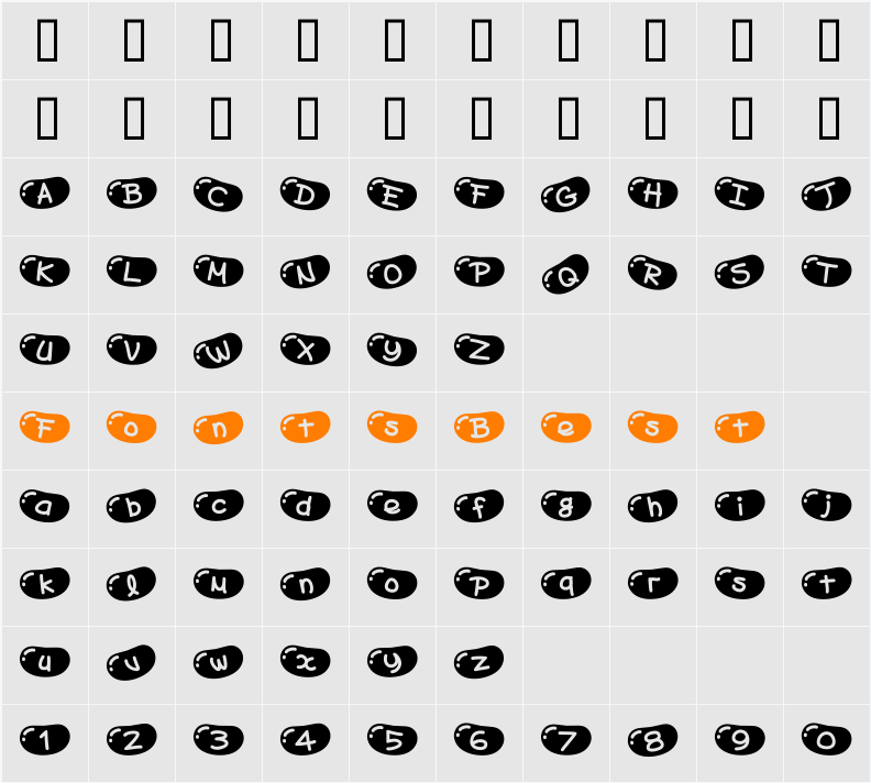 AKJellyBeans Character Map