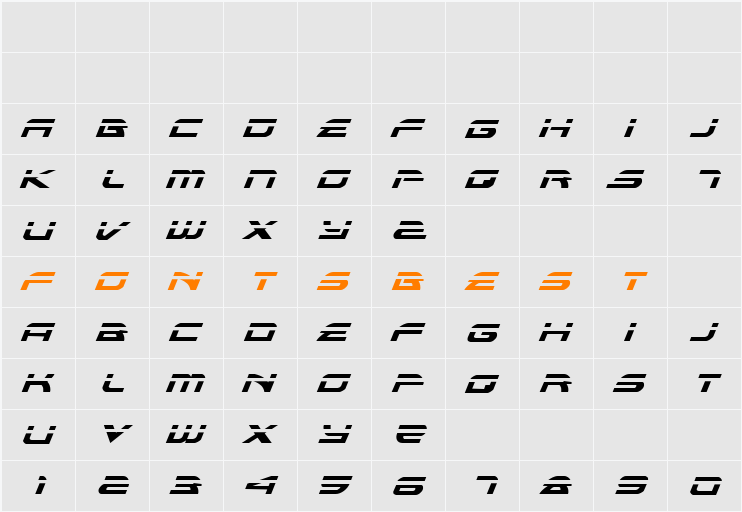 Alexis Laser Italic Character Map