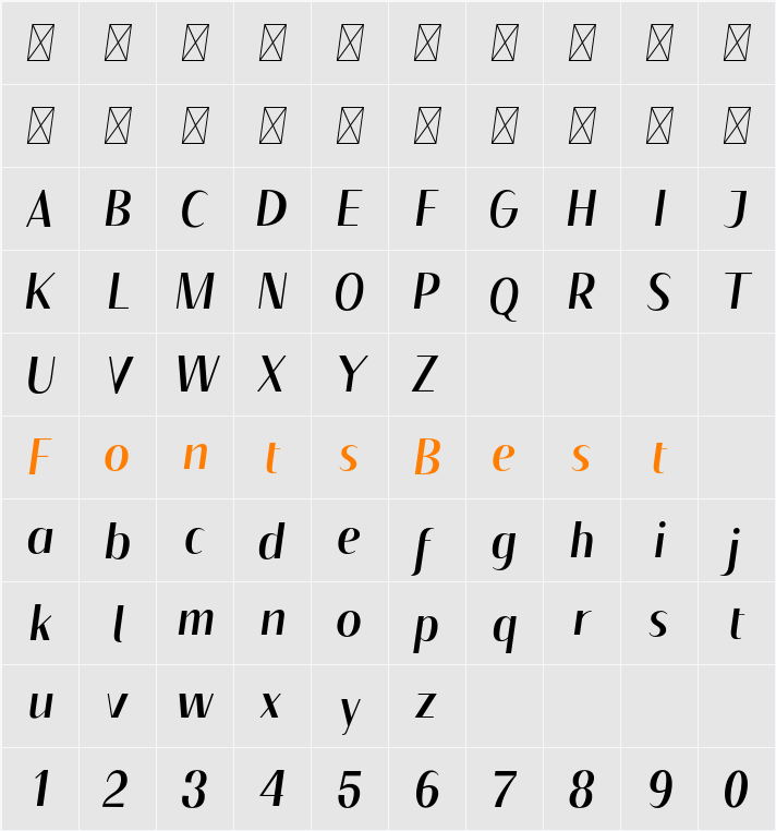 Floane Character Map