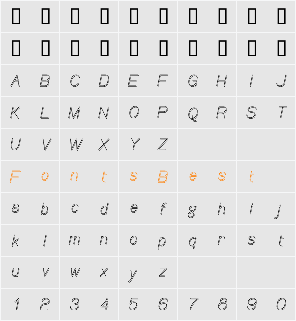 Canin Oblique Character Map