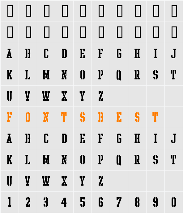 Intramural Stencil JL Character Map