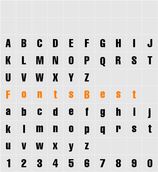 Helvetica Compressed Character Map