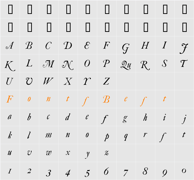 Caslon Swash Italic WF Character Map