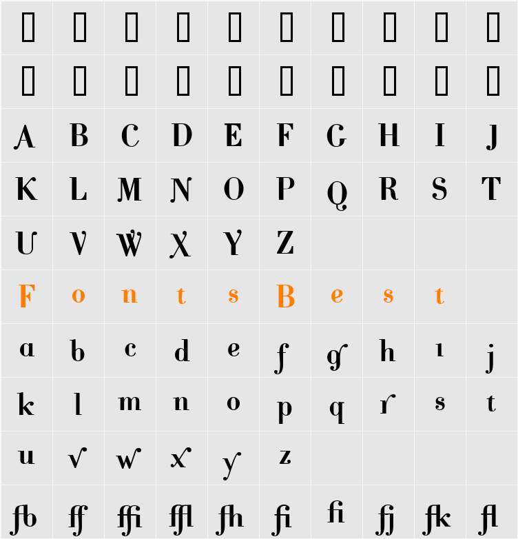 CantabileDemiAlternate Character Map