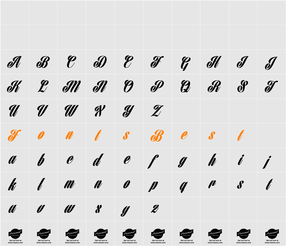 Harbell Personal Use Only Character Map