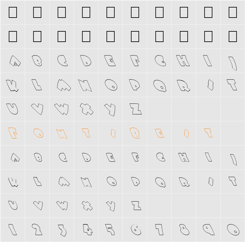 FZ JAZZY 9 HOLLOW LEFTY Character Map