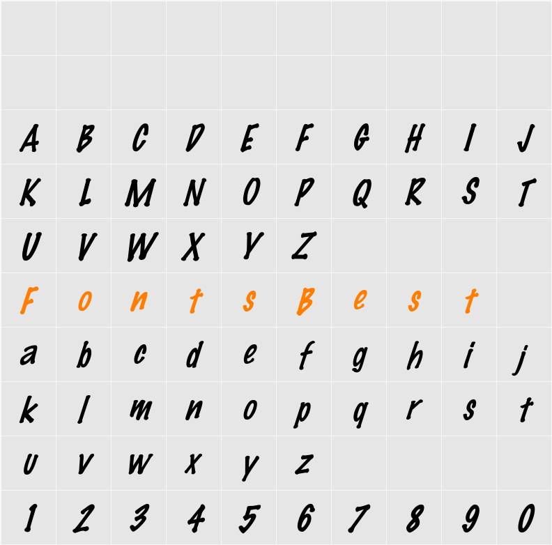 FeltMark-Italic Character Map