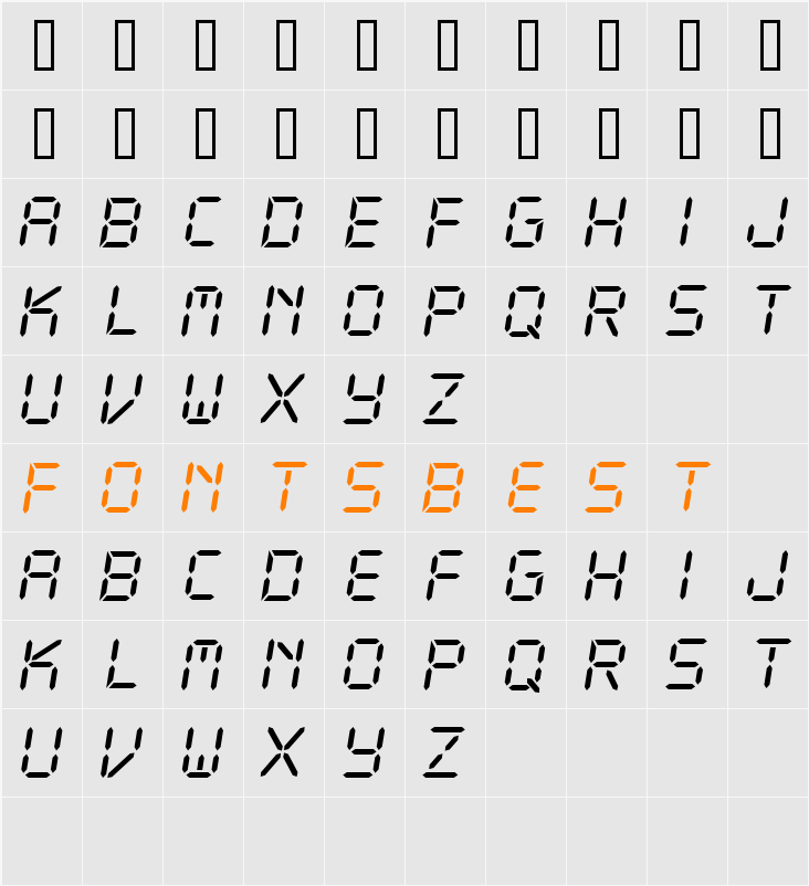 CF LCD 521 Character Map