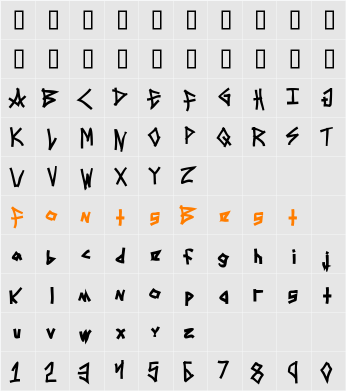 Mezzotick Character Map