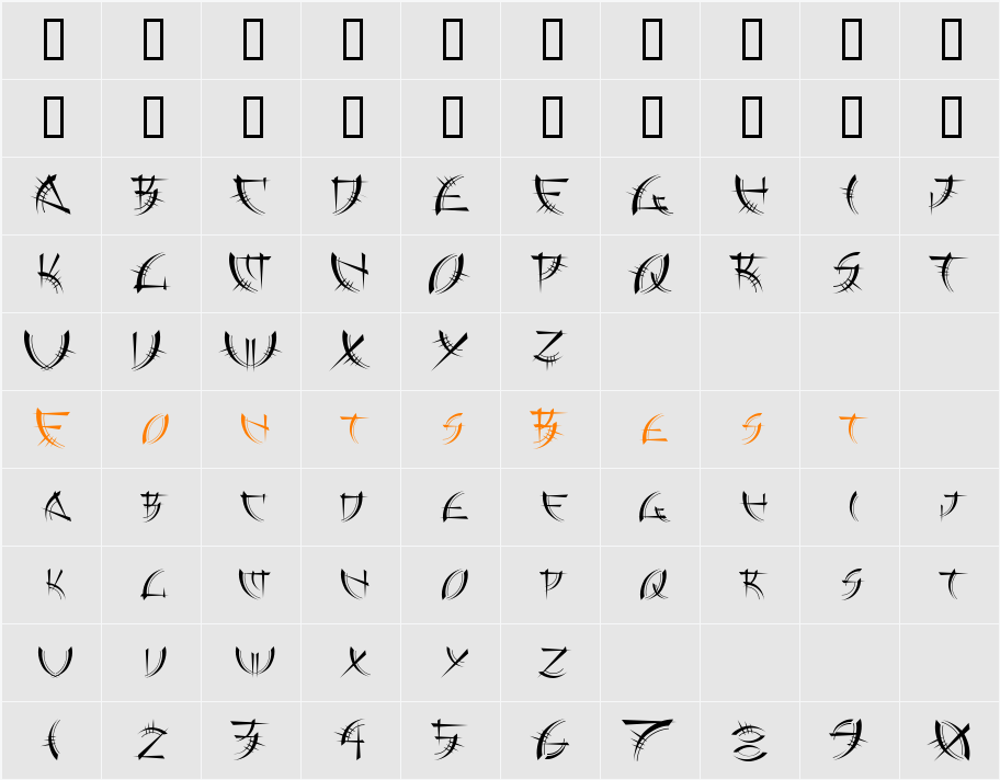 Aborigine Character Map