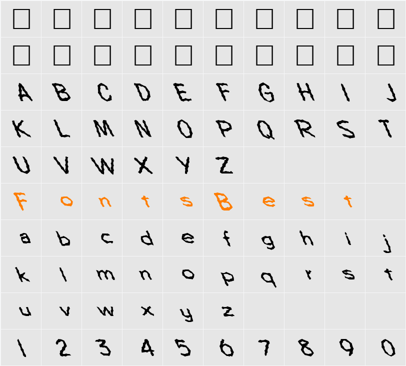 FZ WACKY 64 LEFTY Character Map