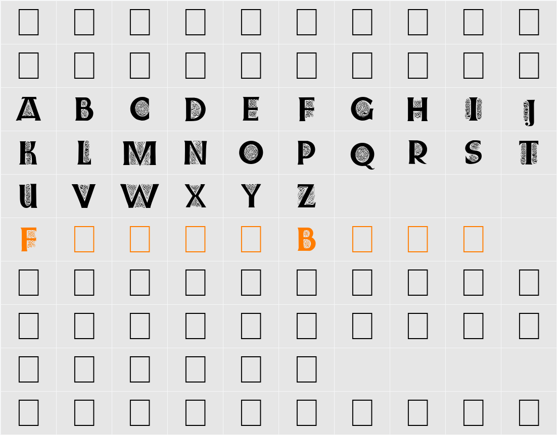 Farnoe Initials Character Map