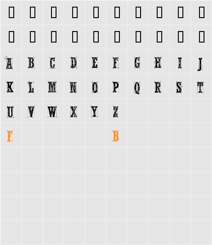 CF Nelson Old Caracters Character Map