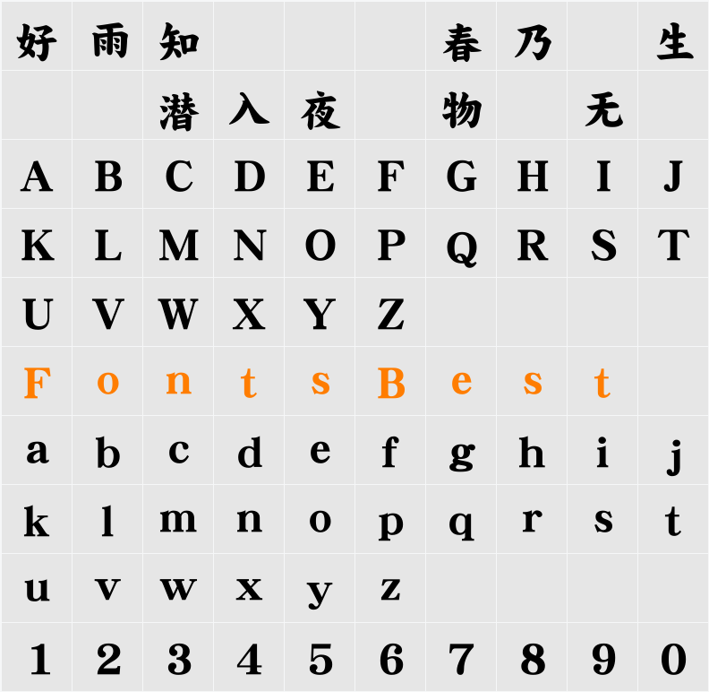 DFPKaiSUBold-B5 Character Map