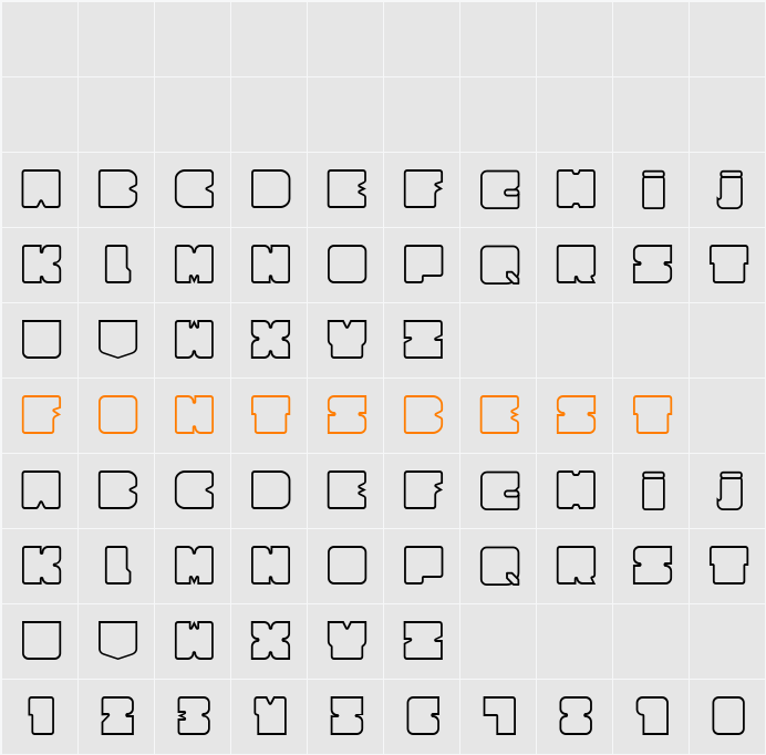 Cubesity Rounded Outline v2 Character Map