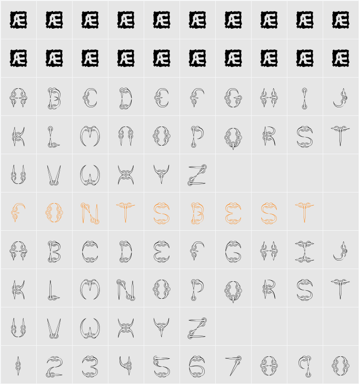 CLAW 1 (BRK) Character Map