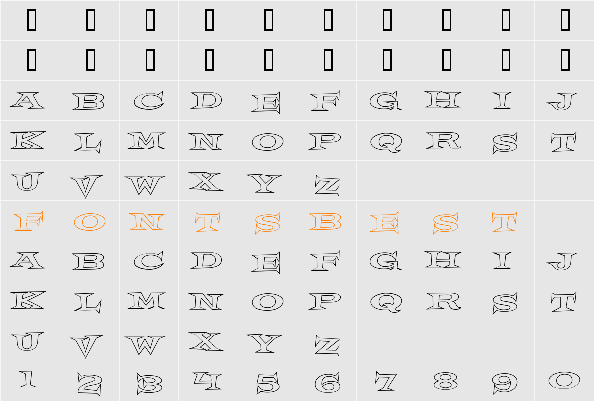 Crazy Loot BTN Outline Character Map