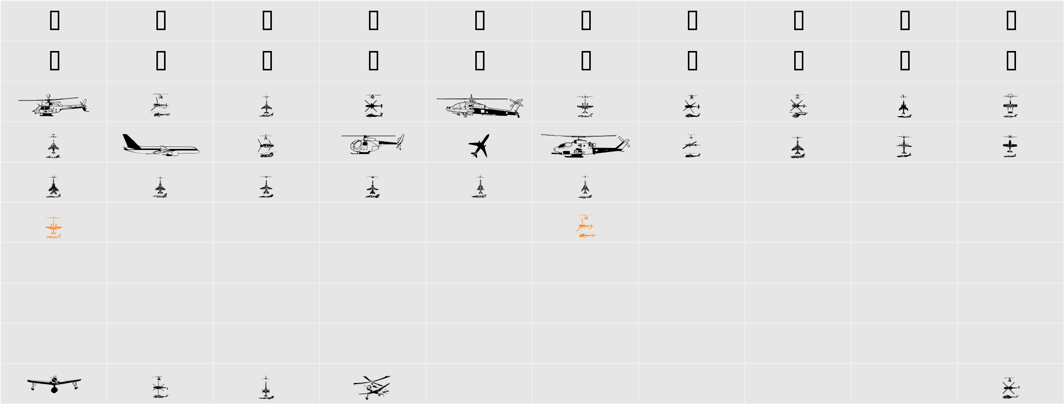 Aircraft1 Character Map