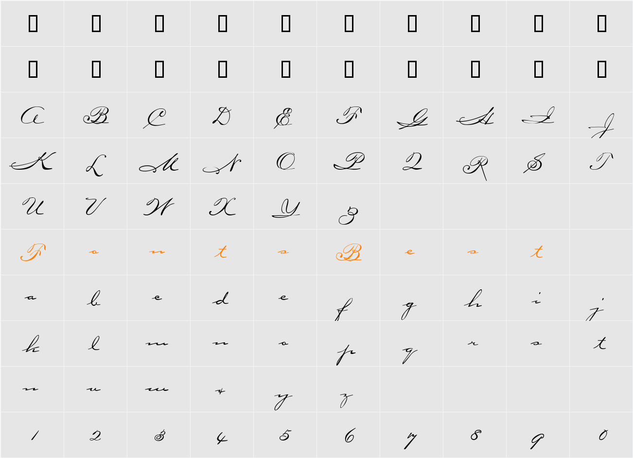 Carpella Character Map