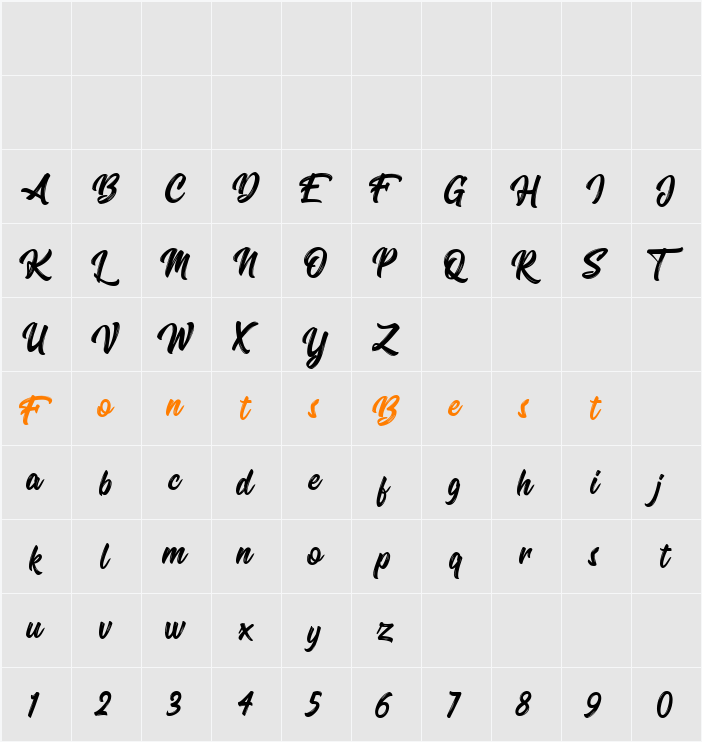 Oraqle Script Character Map