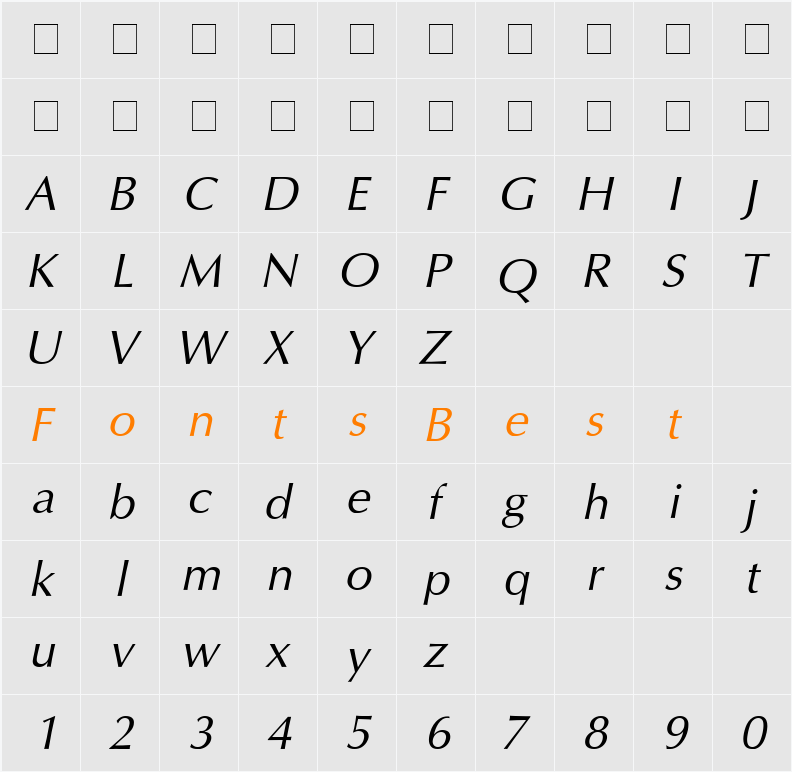 Interface SSi Character Map