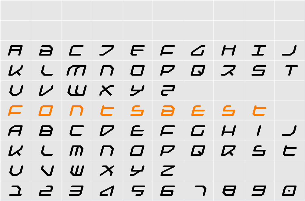 Federapolis Expanded Bold Italic Character Map