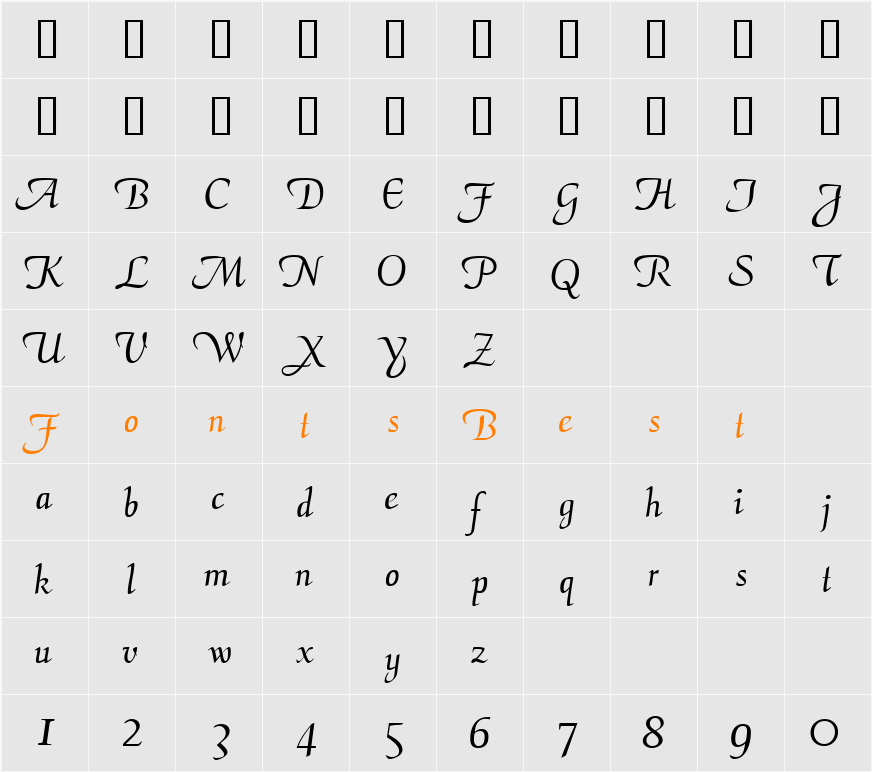 AriaScriptSSK Character Map