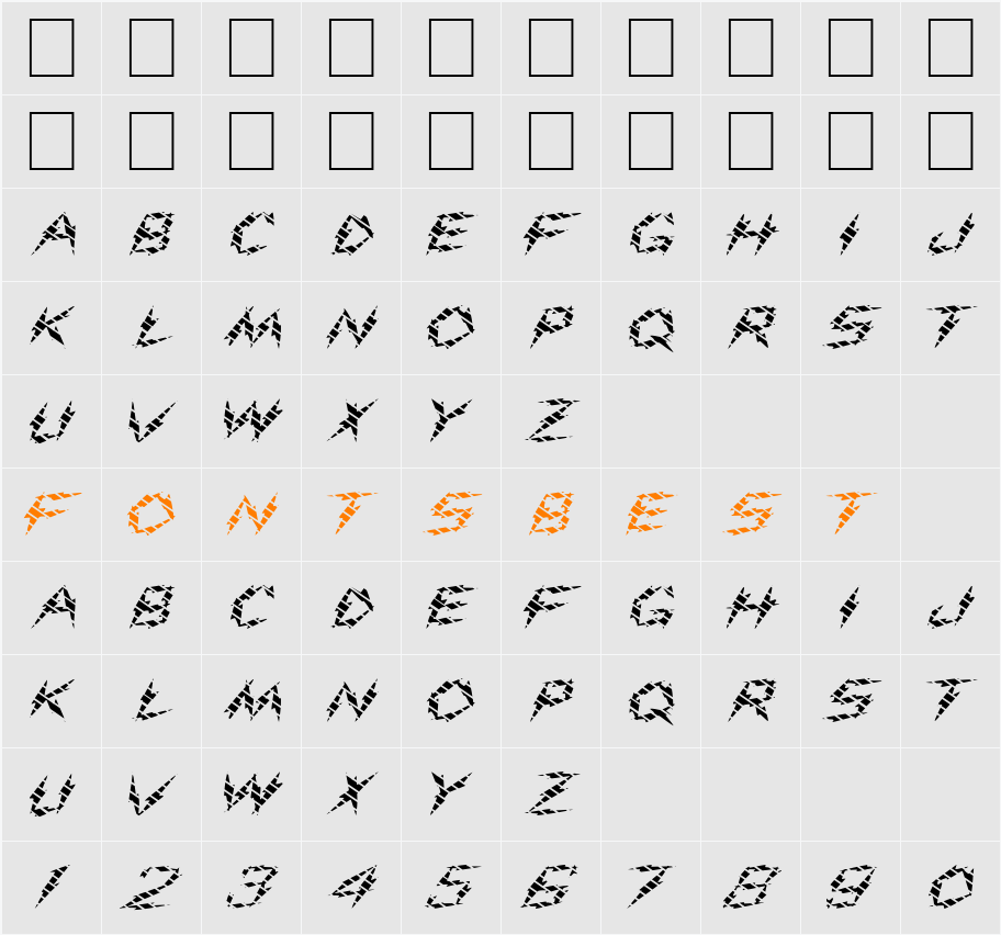 FZ UNIQUE 19 STRIPED EX Character Map