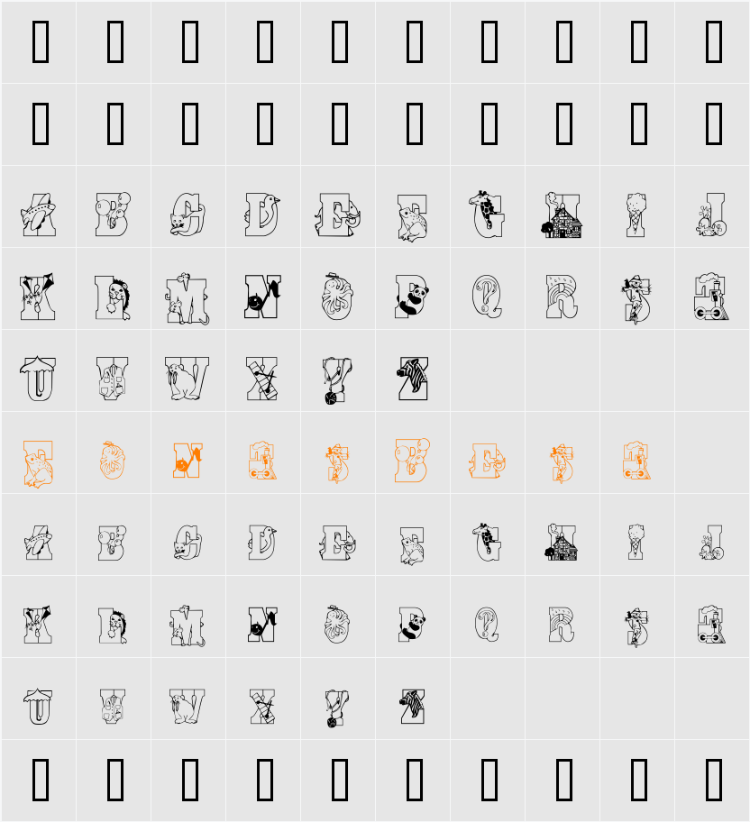 Abcdaire Enfantin Character Map